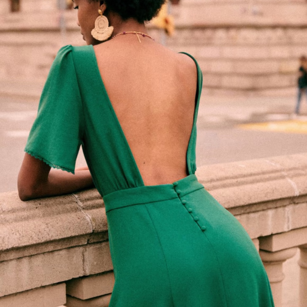 Sezane Lady Dress Emerald Green Size US 4/FR 36, new without tags